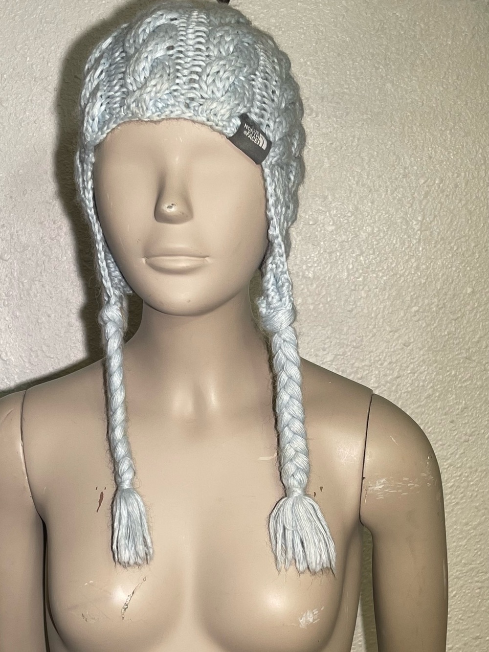 The North Face Cable Knit Earflap Beanie Gray